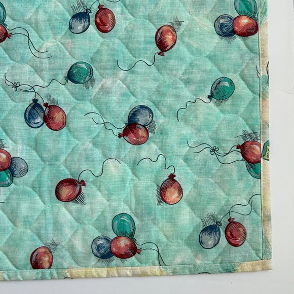 Handmade Baby Blanket Quilt Bunnies Rabbit Balloons Activity Play Mat 33x43 Inch - Picture 12 of 13